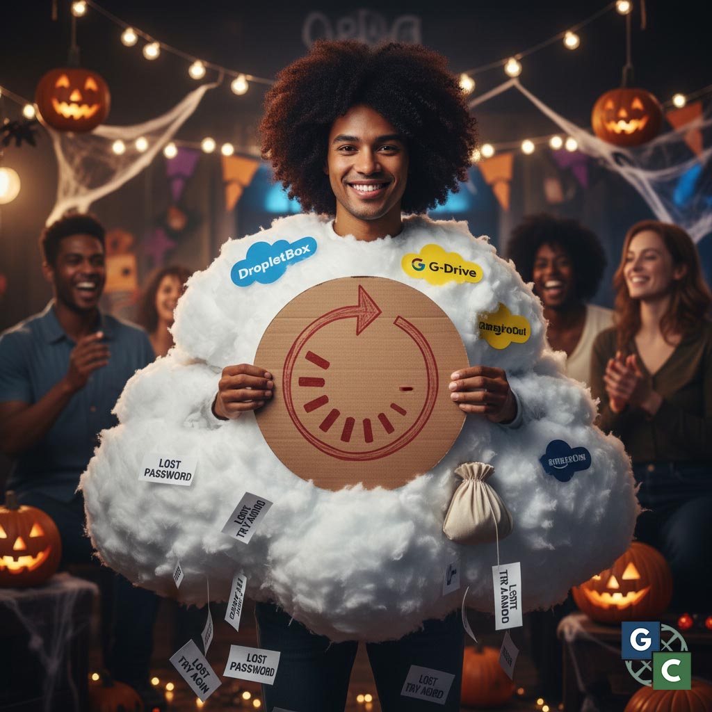 cloud storage costume - GC Network Solutions cloud storage halloween costume