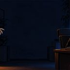 Dont Invite the Vampire In GCNS Tech Support Scams | GC Network Solutions Vampire in a cape sneaks into a dimly lit office as a dog wearing a headset sits at a desk, with glowing jack-o'-lanterns nearby at night.